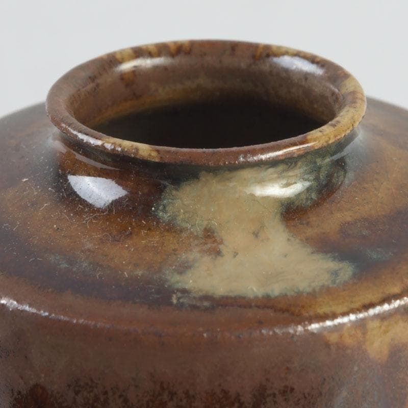 茶道具　高取焼　比古焼　藤崎寿山造　肩衝茶入　仕覆付　共箱　V　9824