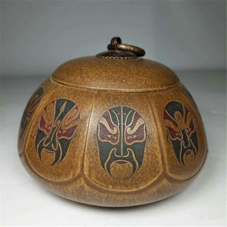 正統中国の元素の京劇の顔の大きいサイズの茶の缶