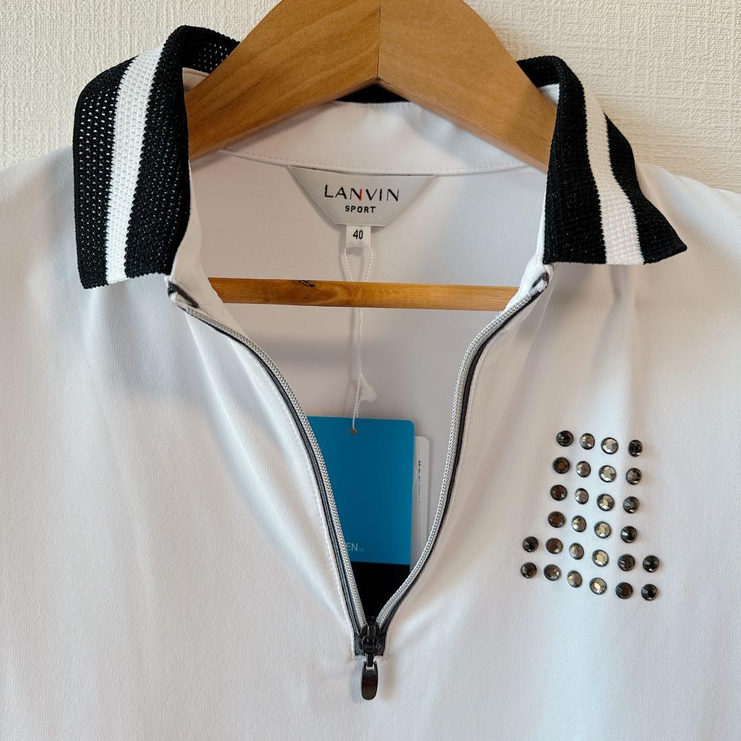 【極美品】LANVIN SPORT ラインストーンロゴ ハーフジップワンピース