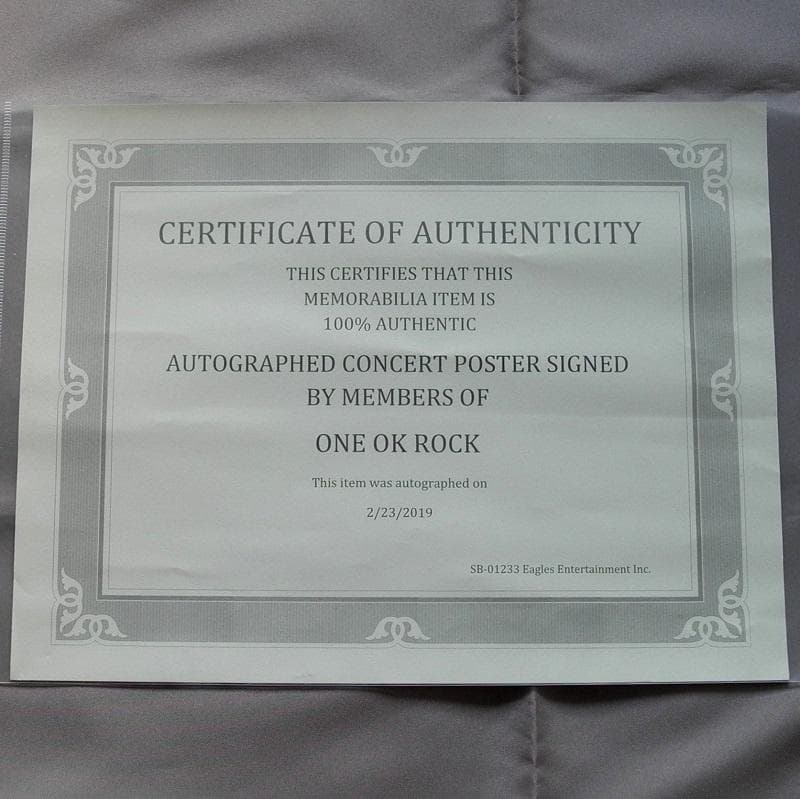 ONE OK ROCK ワンオクロック US公演 直筆サイン入りツアーポスター