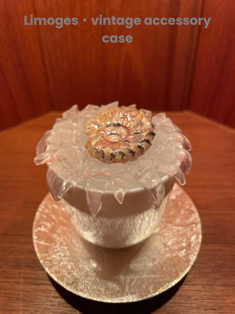リモージュ ×アンモナイト　ヴィンテージ　アクセサリーケース　銀製品　工芸品