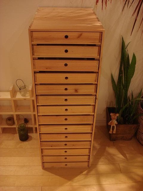 ★送料無料★サイズ変更可能★A4丸穴14段引き出し②/無垢材☆木製オーダー可能