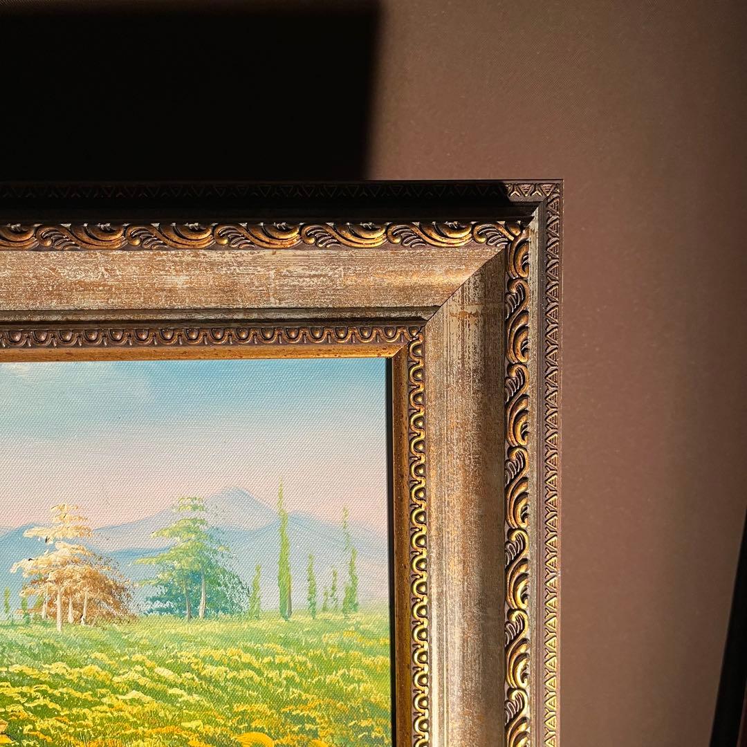 ★アウトレット★手書き油絵 ひまわり畑 額付 絵画 インテリア 油彩画