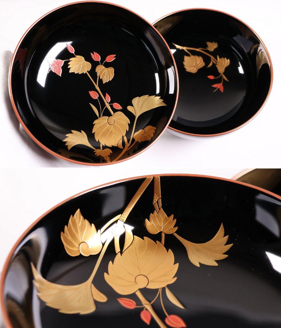 依頼品20客まとめ専用【CM380】輪島塗 草花 絵変わり蒔絵煮物椀 光峯 哲舟