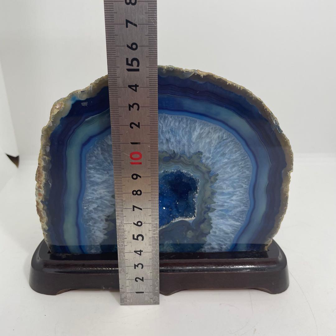 青瑪瑙 メノウ ブルーアゲート 置物 専用台付き 2,196ℊ