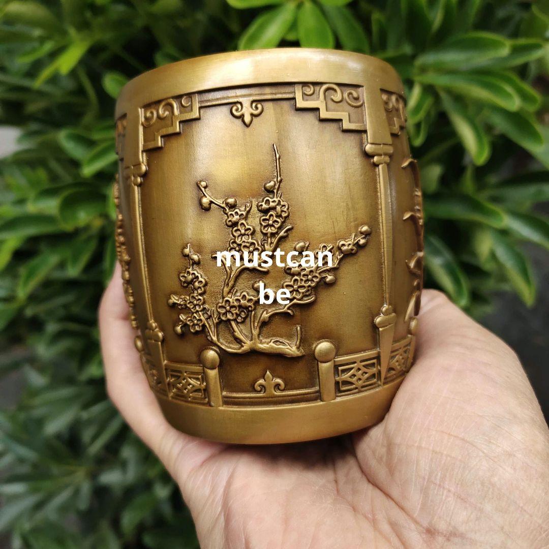 銅器 梅蘭竹菊 筆箱 書道具 文房具 現代工芸品 美術品 置物