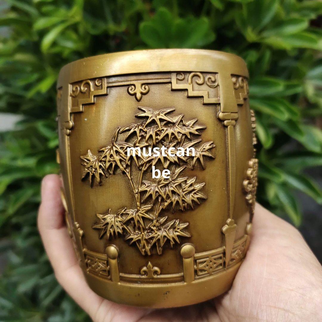 銅器 梅蘭竹菊 筆箱 書道具 文房具 現代工芸品 美術品 置物