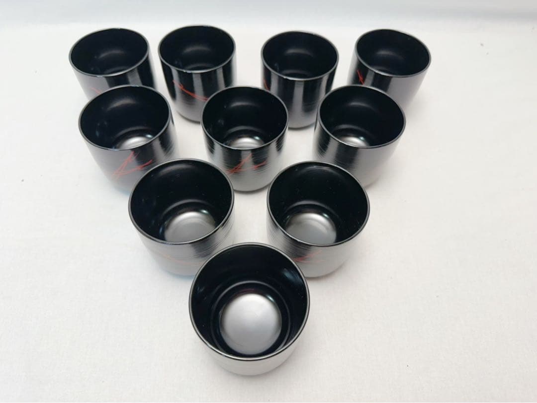 ほぼ未使用 懐石道具 木製黒塗 松葉蒔絵 箸洗い 十客揃 見返し蒔絵 元箱