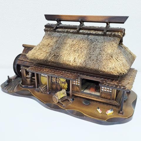 中田順也 作　郷愁のかやぶき古民家　からくりオルゴール　完動品！