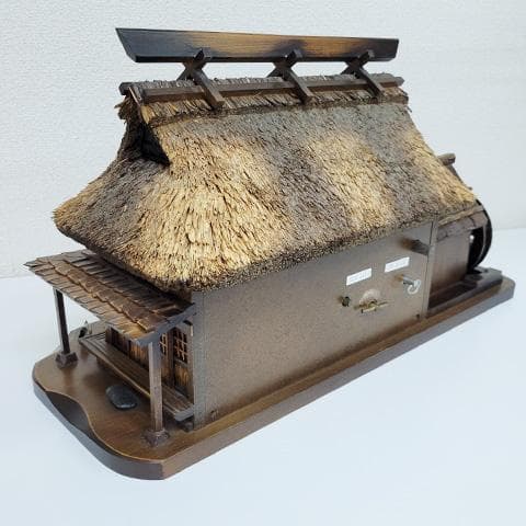 中田順也 作　郷愁のかやぶき古民家　からくりオルゴール　完動品！