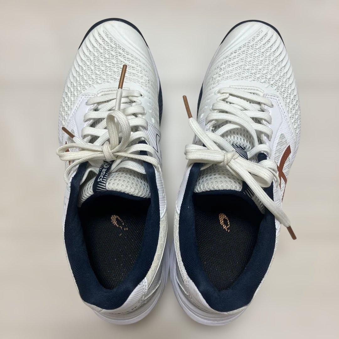 ASICS バレーボールシューズ ホワイト/ネイビー/ゴールド　24.5cm