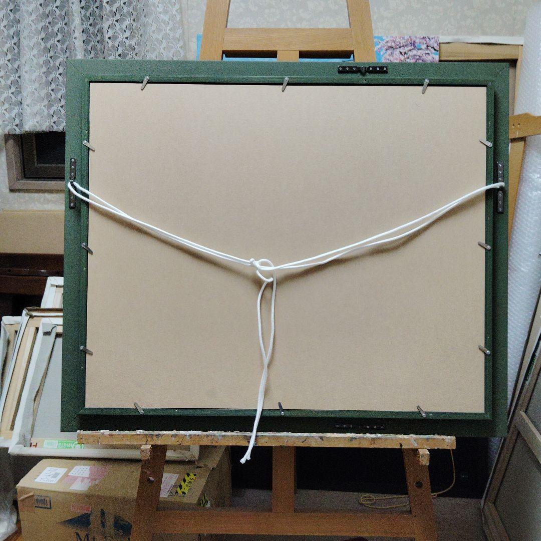 堀から見上げる桜の姫路城、佐原聖春、F15号油絵