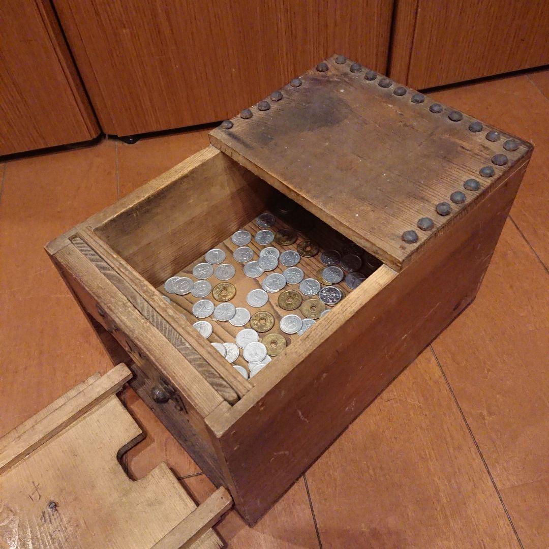 稀少 明治期 欅 銭函 木製 鉄鋲 金庫 古民具 古道具 時代物 アンティーク