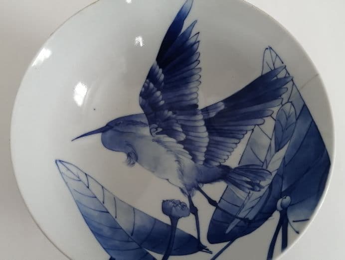 鳥の絵　焼物　どんぶり