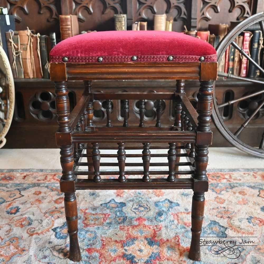 L3705-17 英国アンティーク スツール ピアノスツール 収納スツール