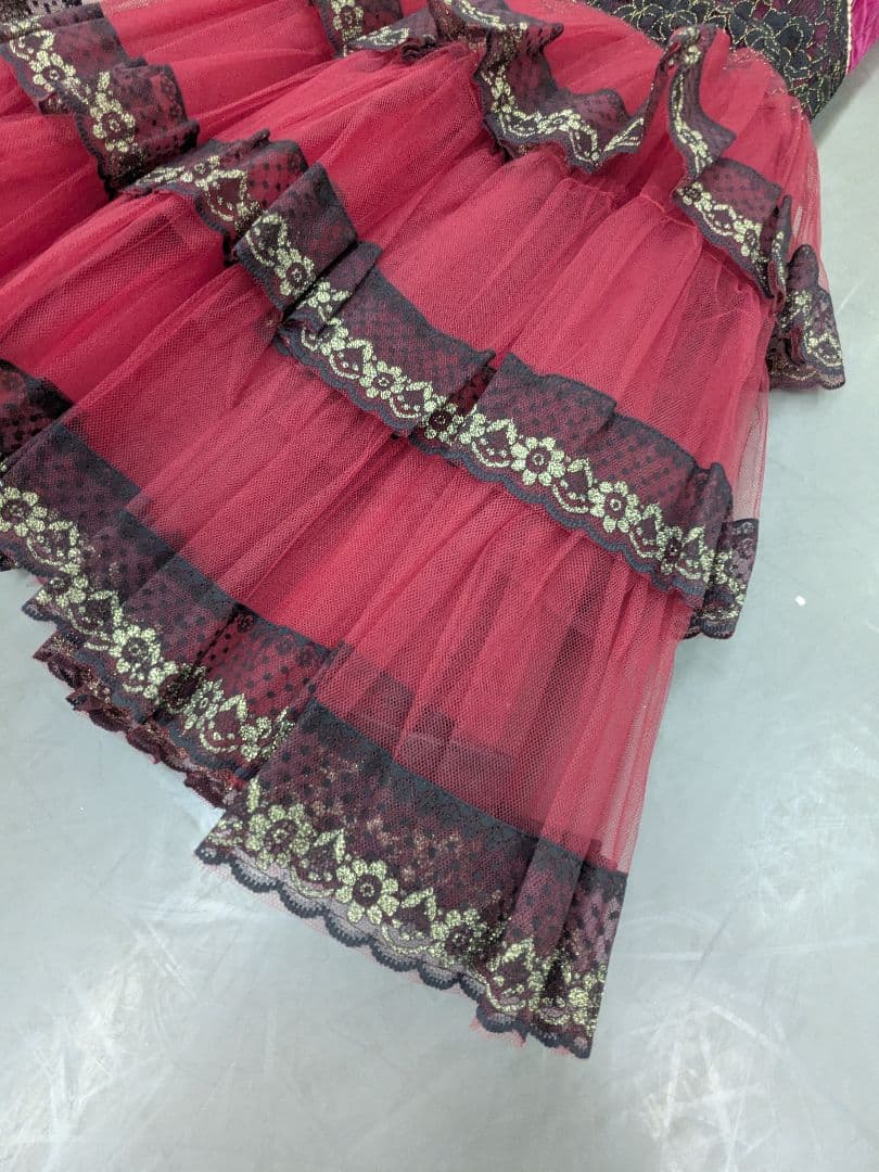 バレエ衣裳/ジュニア スペイン風 赤&黒3段スカート 4着セット