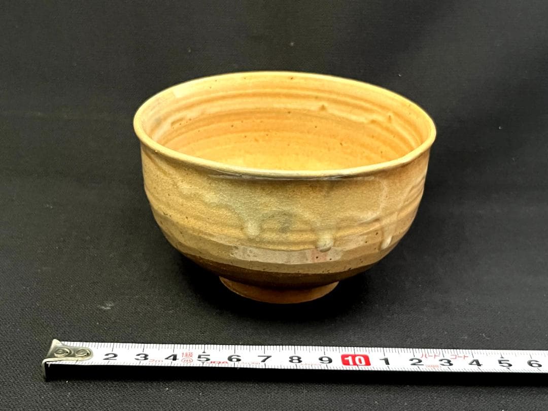 茶碗■古朝日焼 七十七翁庵 古京焼 黄瀬戸 涙紺 古美術 時代物 骨董品■