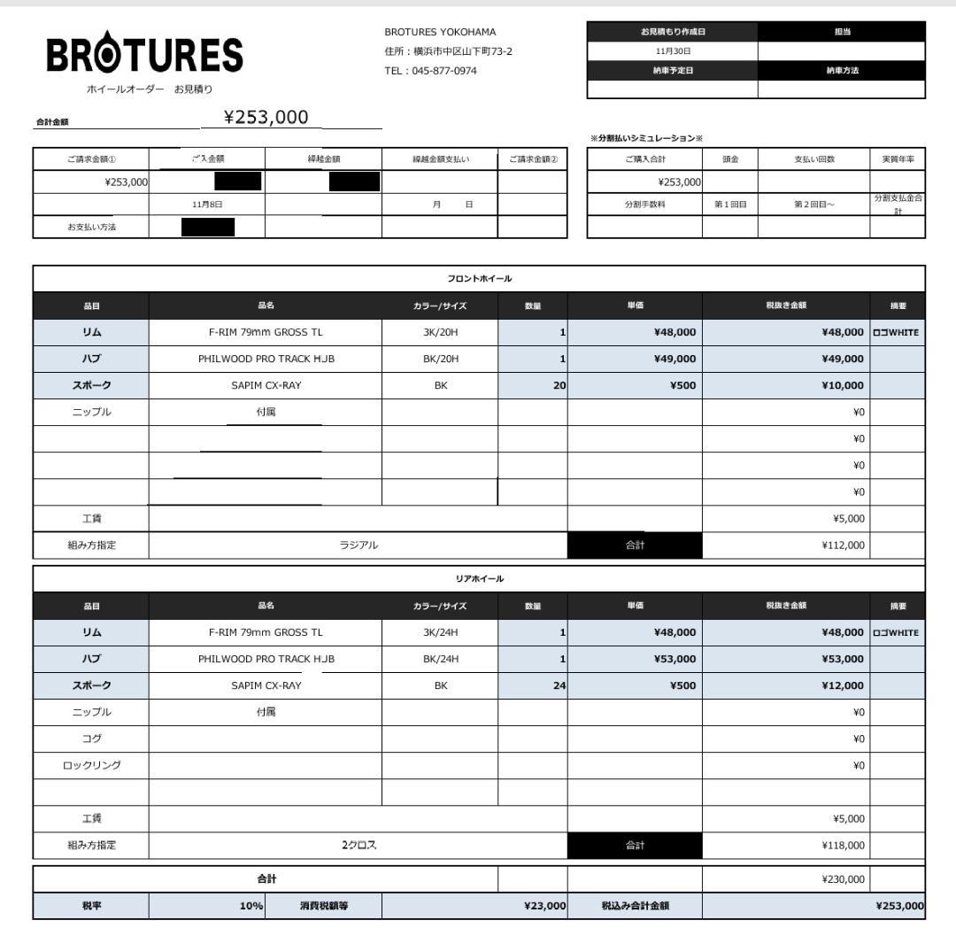 【未使用に近い】BROTURES　F-RIM × Philハブ　ピストホイール
