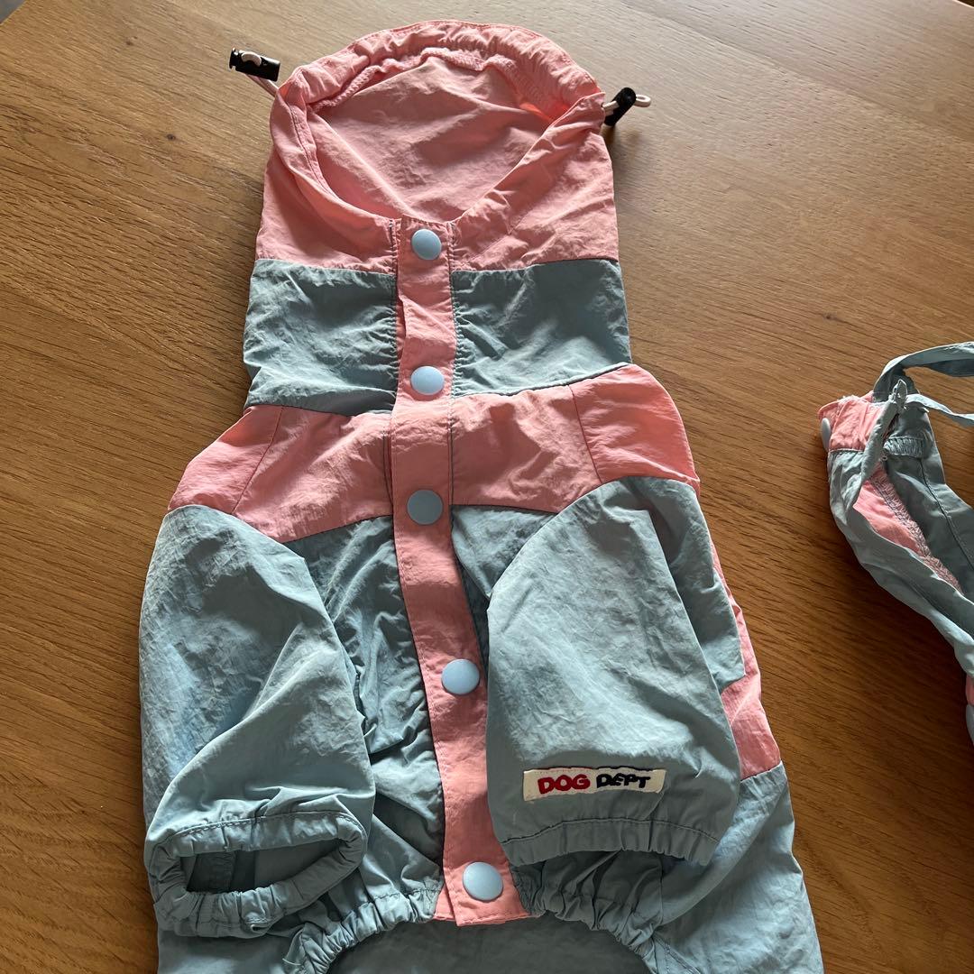 ドッグデプトレインコートセットアップ　撥水スヌードジャケット撥水オーバーオールS