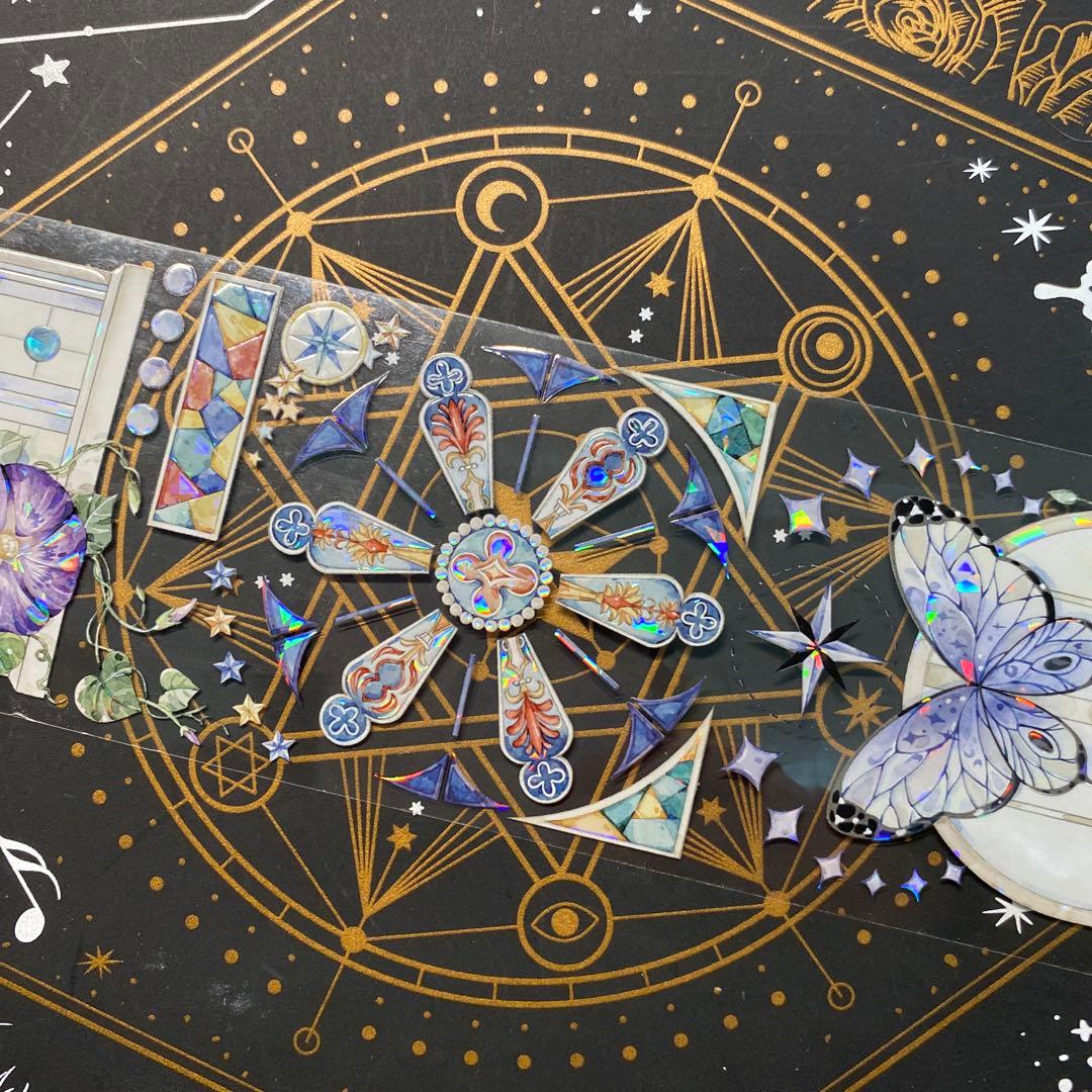 【9176】海外　中古巻　貝殻光マスキングテープ　ステンドグラス　装飾背景系