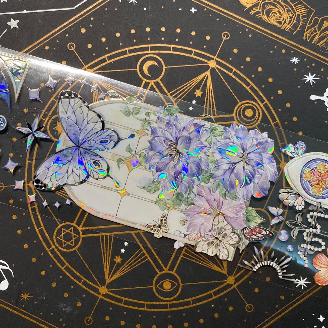 【9176】海外　中古巻　貝殻光マスキングテープ　ステンドグラス　装飾背景系