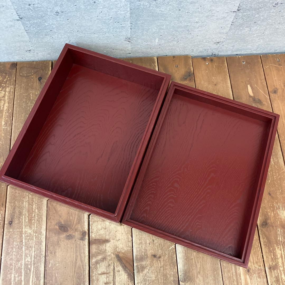 昭和レトロ 仙台箪笥 漆塗り 朱塗 木製 竜金具 文箱 硯箱 習字箱 書類ケース