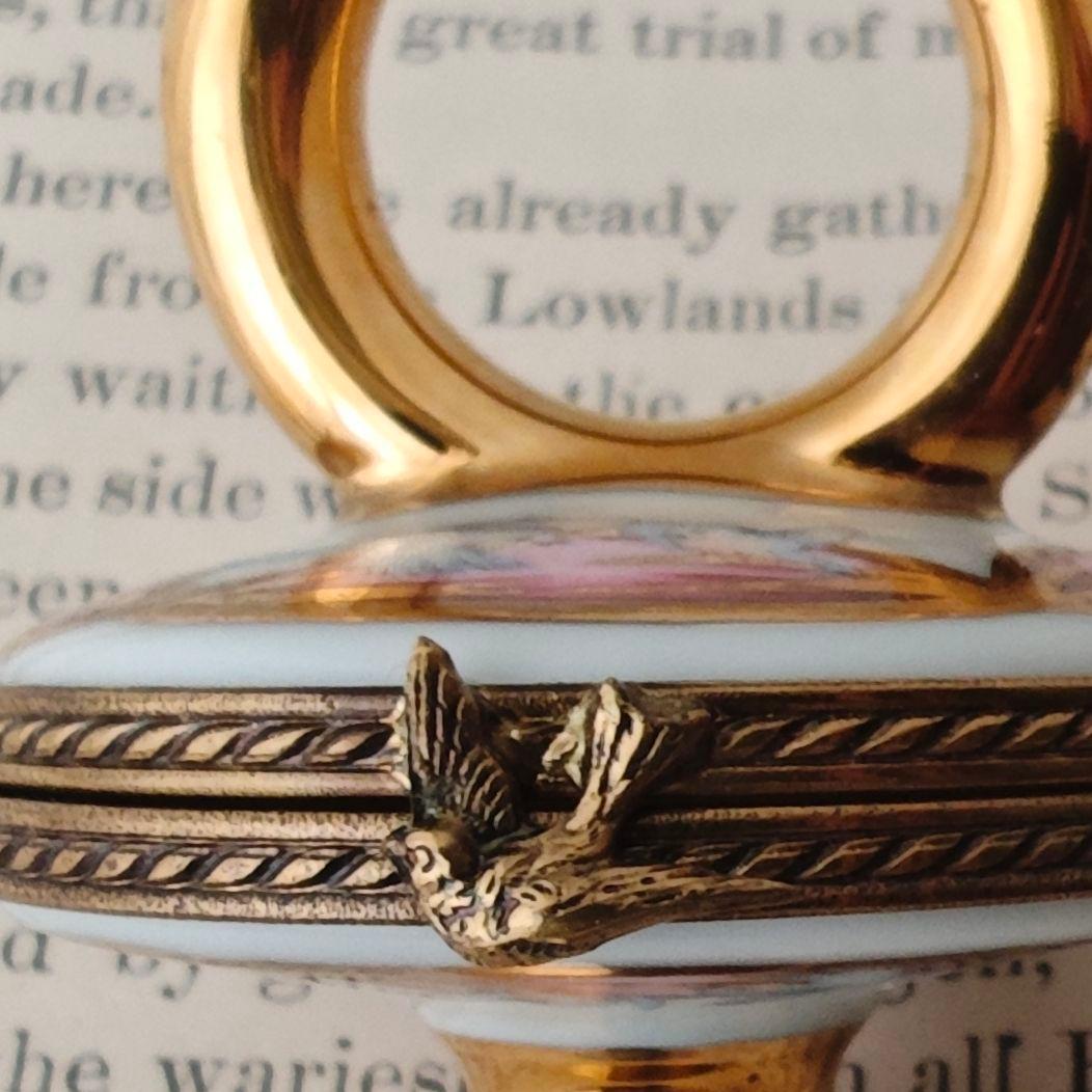 リモージュボックス　おしゃぶり　青い鳥　フランス製　小物入れ　乳歯入　磁器