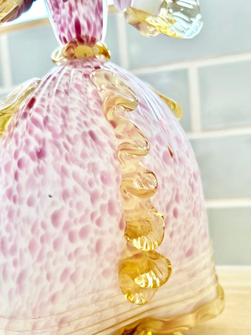 ベネチアン ガラス murano ムラーノ 貴婦人 ドール オブジェ ピンク 桜