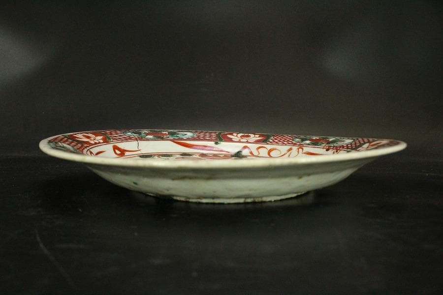 茶道具 唐物 呉須赤絵 鳳花紋 皿 φ25.5cm 中国美術(A928)
