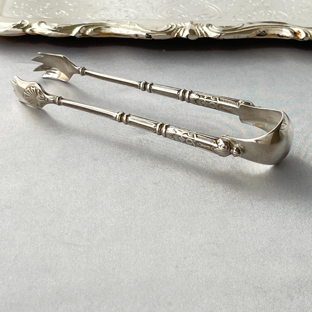 【SFAM】 ロシア様式のシュガートング 【シルバープレート】仏蘭西 13cm