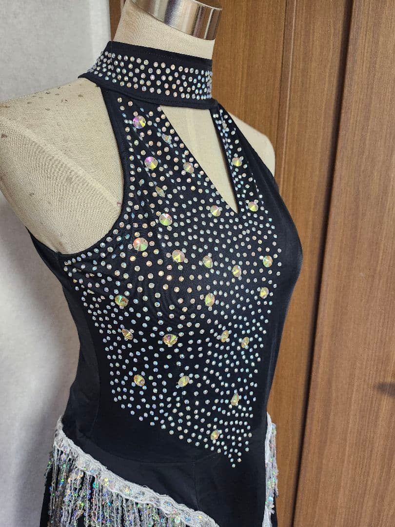 社交ダンス ラテンドレス パーティー トライアル ブラック‪✕‬シルバー S～M