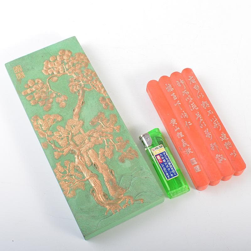 中国　書道具　楼閣山水文など　古墨　徽墨　4点まとめて　M　R7335