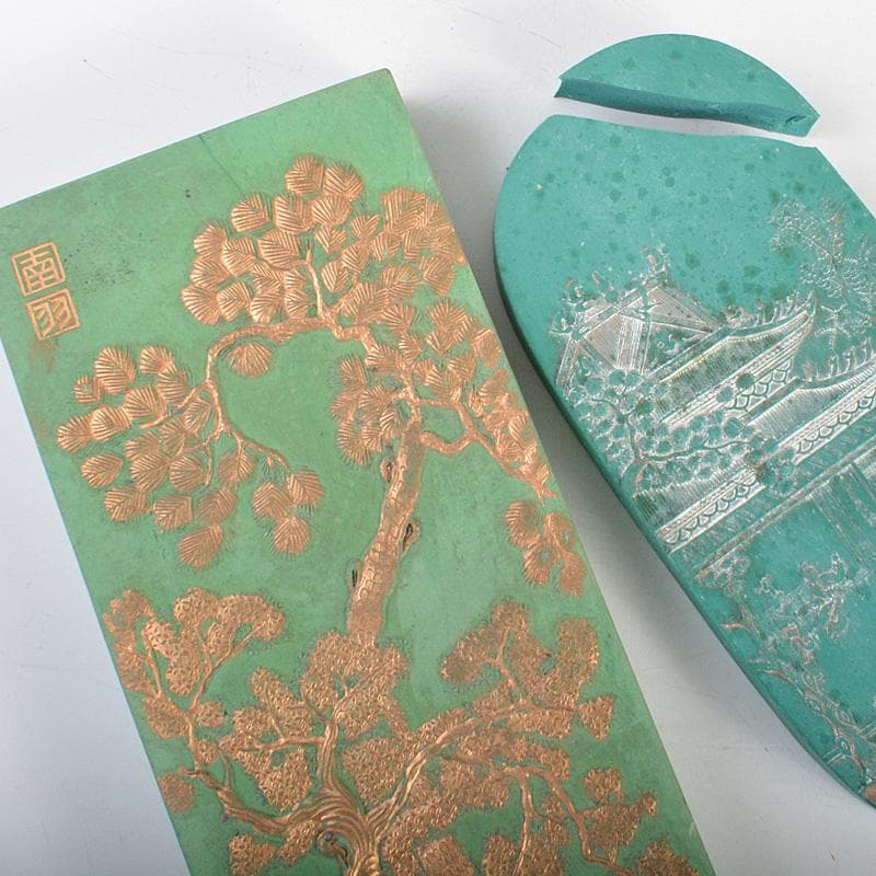 中国　書道具　楼閣山水文など　古墨　徽墨　4点まとめて　M　R7335