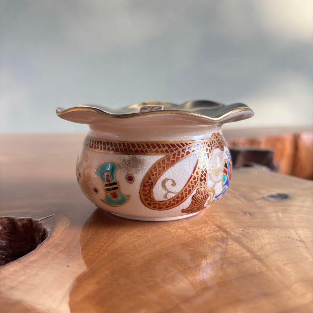 平安　山本厳造　金彩色絵宝尽文　茶器　共箱