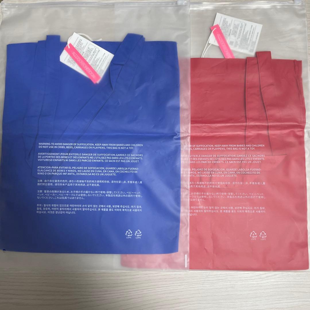 newjeansADOR公式正規品ロゴトートバッグブルーレッド2枚セット新品公式