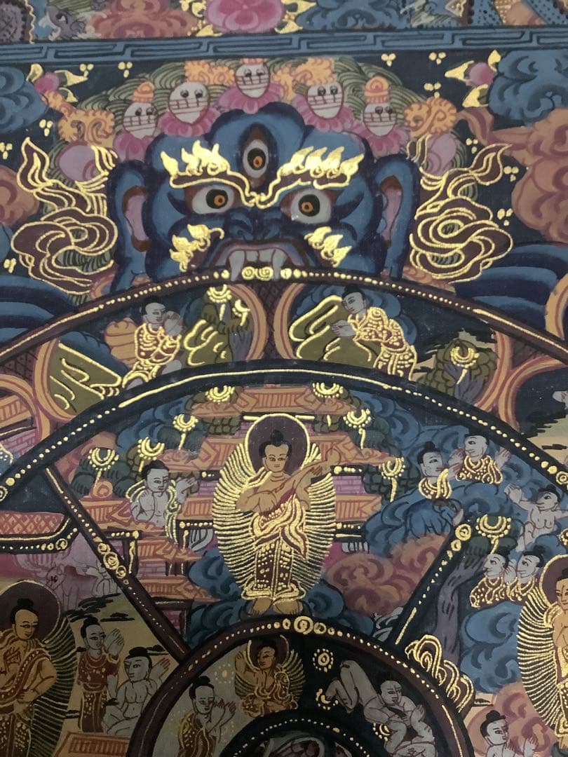 《 チベット密教　新品　1点物 》 手描き　曼荼羅　仏陀　六道輪廻　仏教　c1