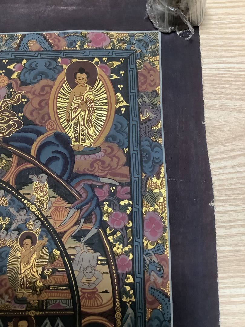 《 チベット密教　新品　1点物 》 手描き　曼荼羅　仏陀　六道輪廻　仏教　c1