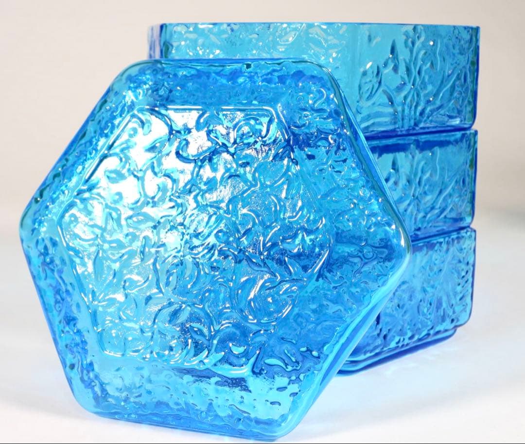 『江戸吹硝子　六角縁高』『清昌堂やました謹製』三段重箱 茶道具