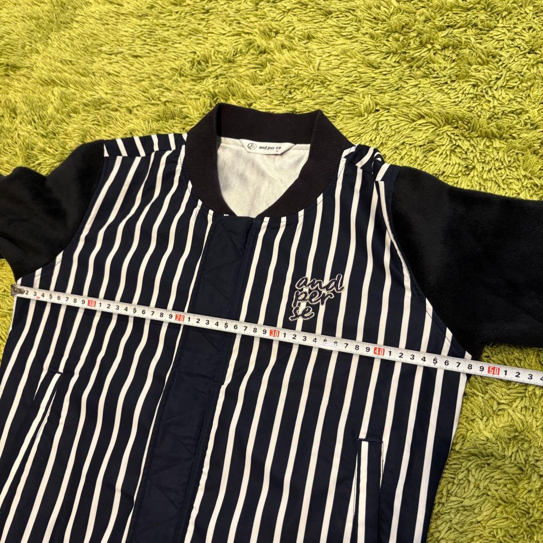 アンパスィ and per se ジップジャケット 異素材 ストライプ Mサイズ