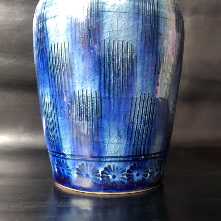 究極の美◼️古美術品、蔵から凄そうな青い壺が出て来ました！壷、花瓶、陶器、花道具