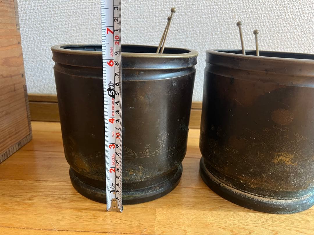 真鍮　火鉢　アンティーク雑貨　古道具　大正昭和レトロ　箱あり　4個セット