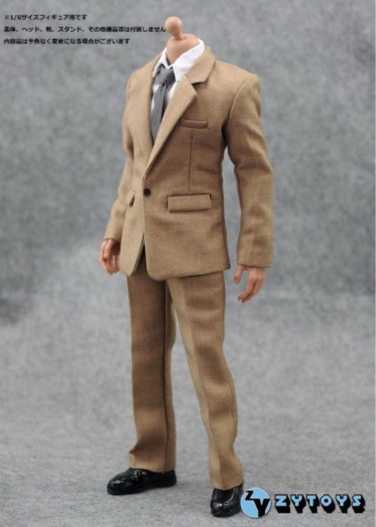 ZY-TOYS 1/6サイズフィギュア用衣装 男性用 スーツセット カーキ色