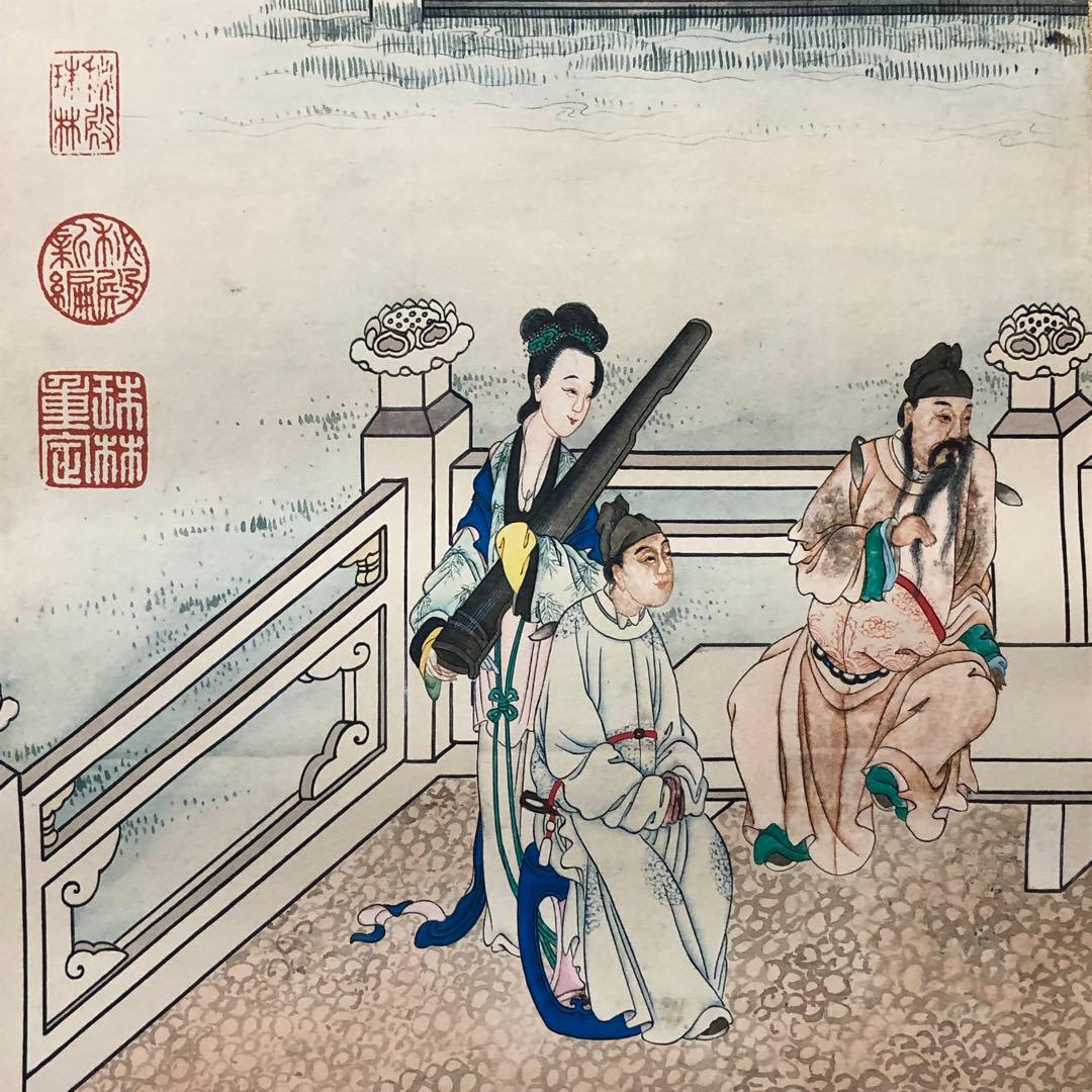 蔵出し 美術　高級品絵　巻き絵　大名家　唐寅　唐伯虎　旧蔵　掛け軸　4本セット