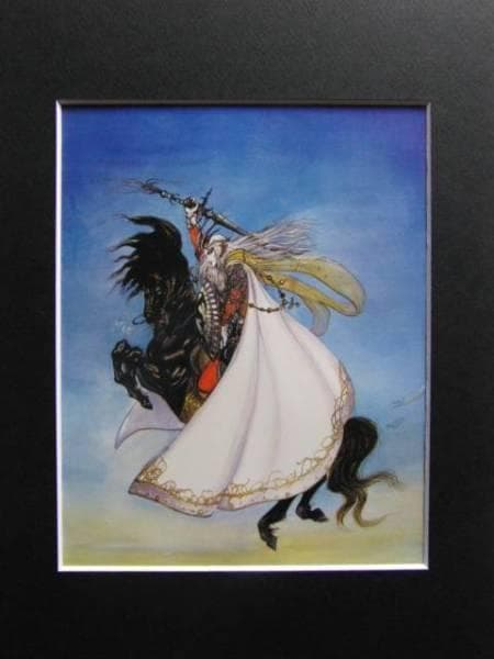 天野　喜孝、黒き剣の呪い、希少な画集より、新品額装付、状態良好