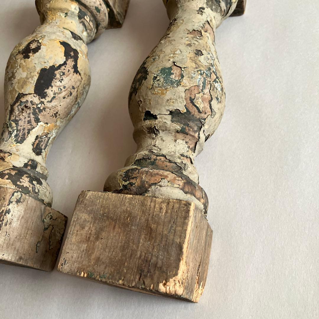 フランス アンティーク 木製ピラー シャビーシック ディスプレイ