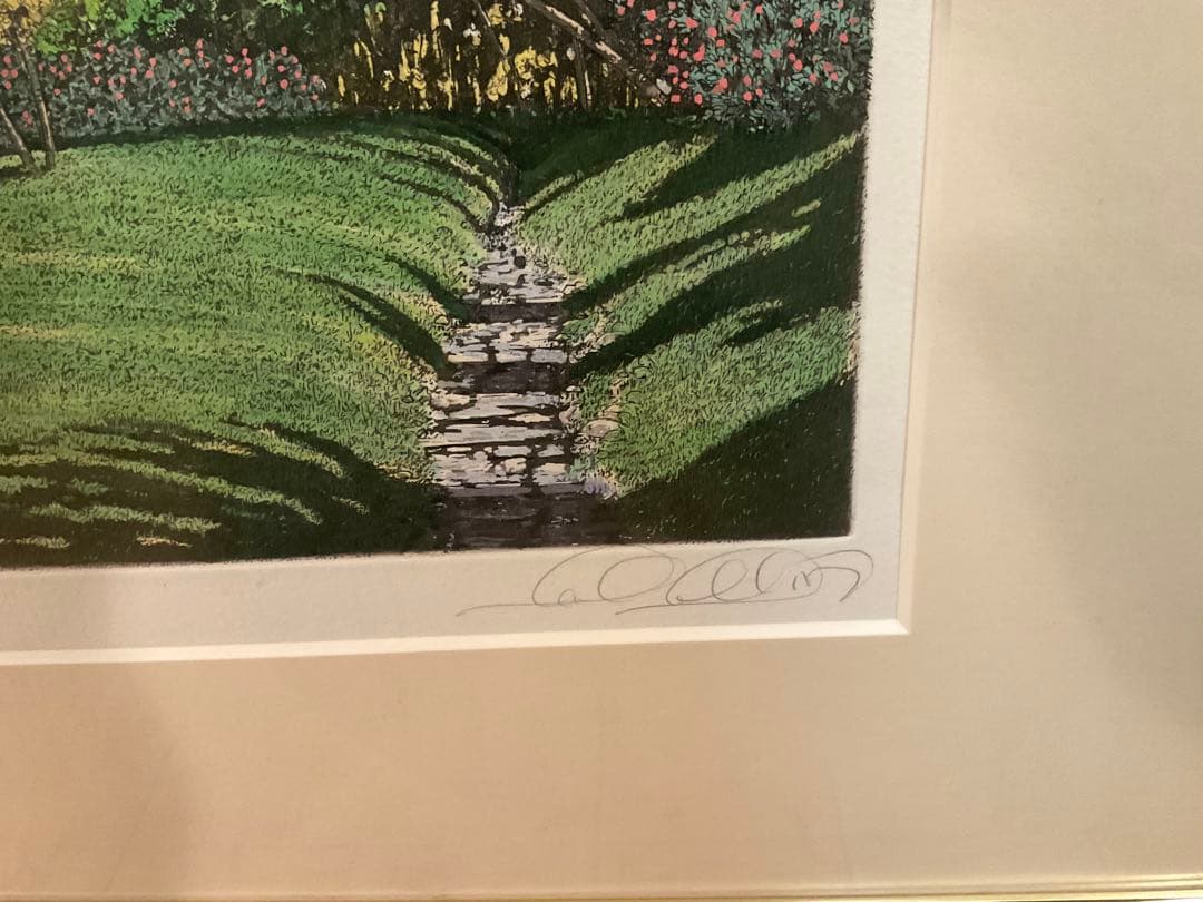 キャロルコレット「MOANALUA GARDEN 」銅版画＋手彩色　直筆サイン有