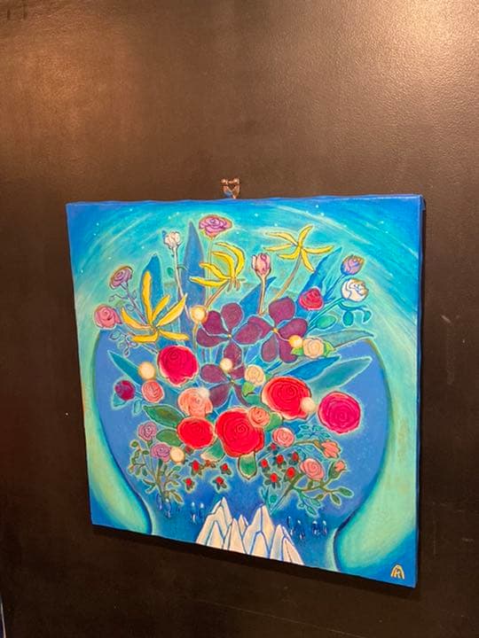 【アクリル画】商品名 「バラと水晶」 未使用品 限定品