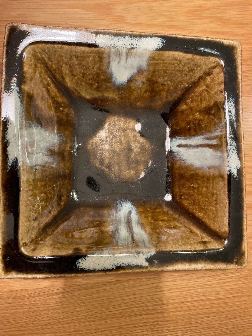 武内晴二郎 作　飴釉白流掛角鉢　民藝　民芸　沖塩朋樹　柚木沙弥郎　倉敷堤