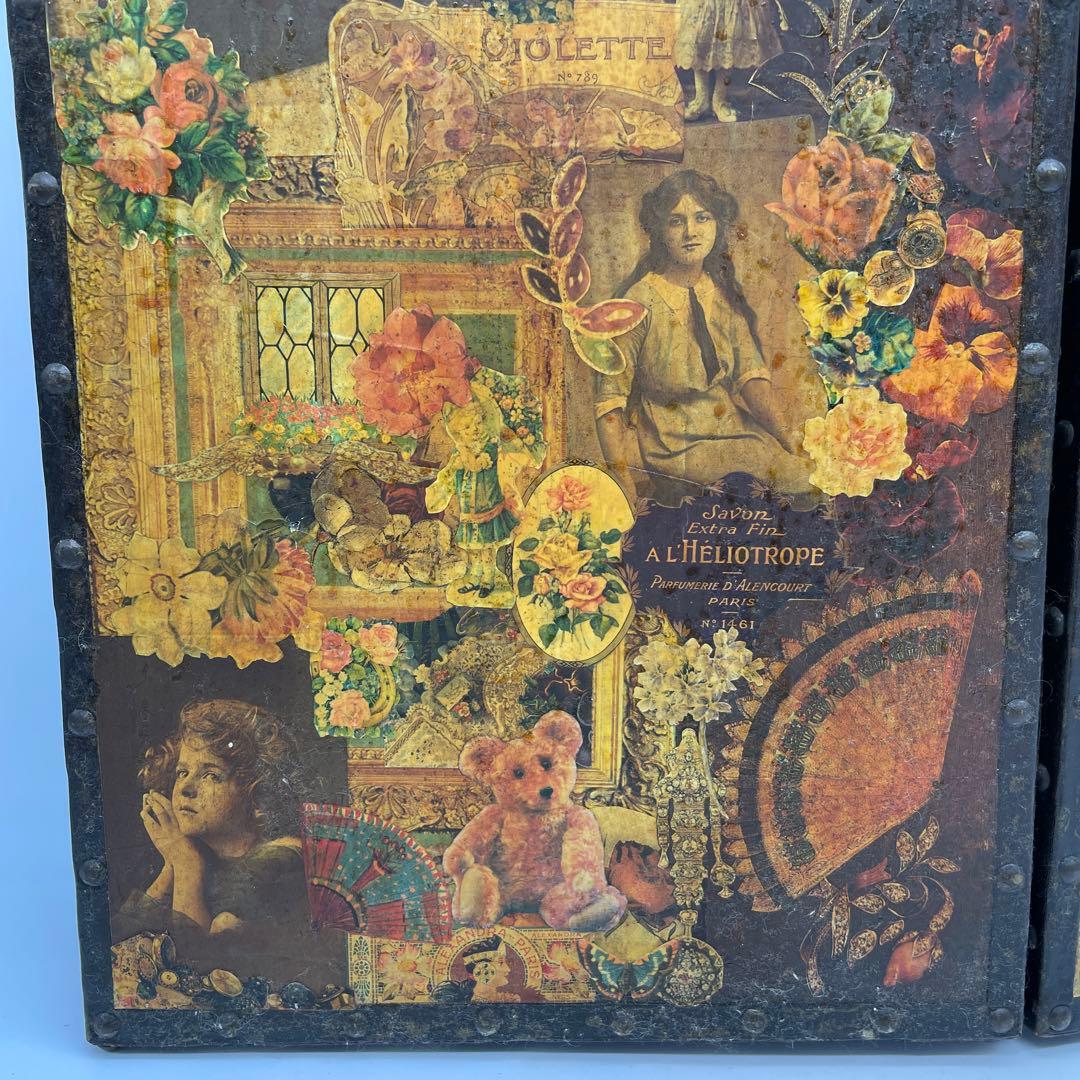 海外製　ヴィンテージ　アンティーク　デコパージュパネル　スクラップスクリーン