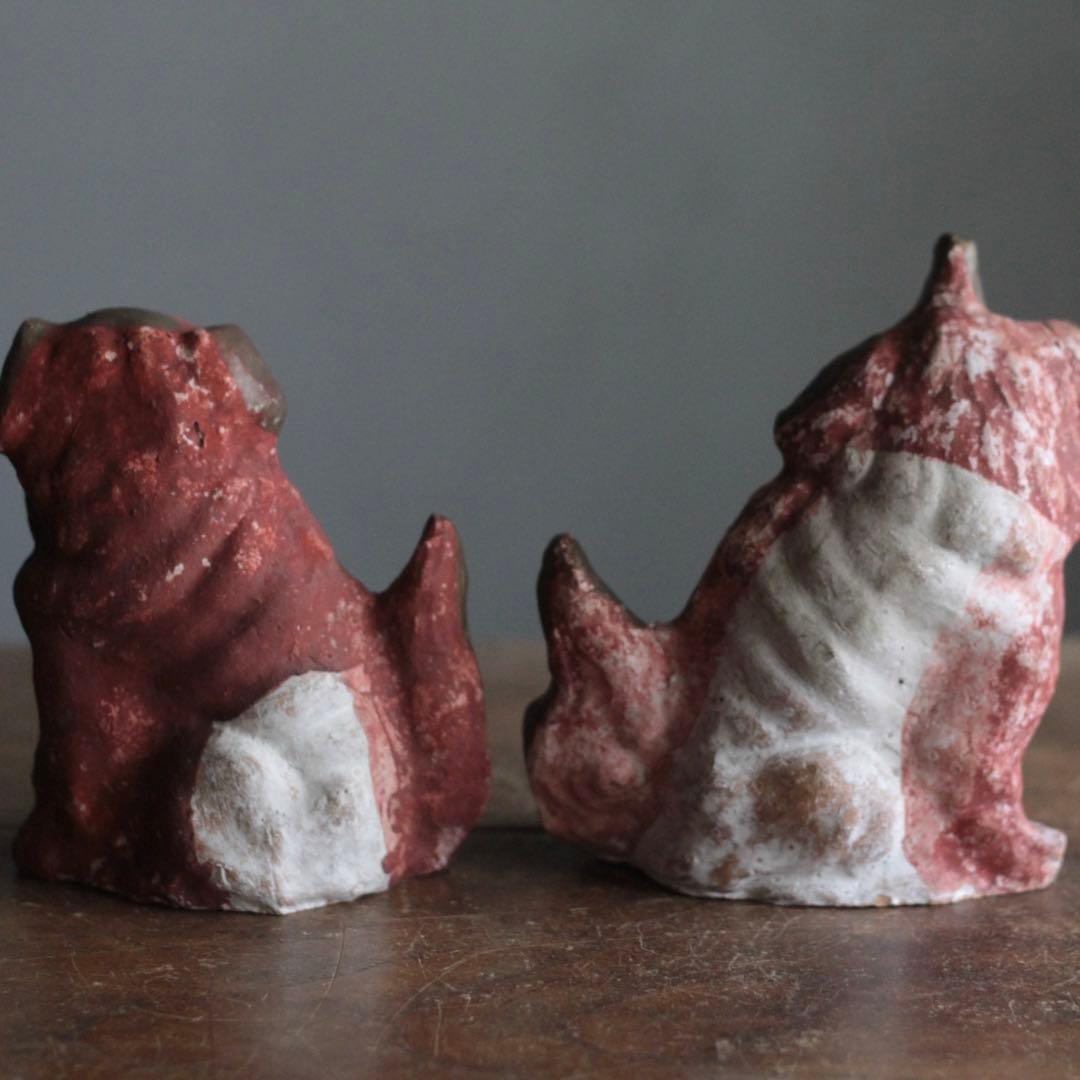 古い 土人形 獅子と狛犬 八橋人形 郷土人形 古道具 アンティーク オブジェ